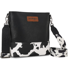 WG20-83601  Wrangler Cow Print Crossbody Bag -Black