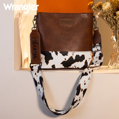 WG20-83601  Wrangler Cow Print Crossbody Bag -Brown
