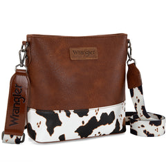 WG20-83601  Wrangler Cow Print Crossbody Bag -Brown