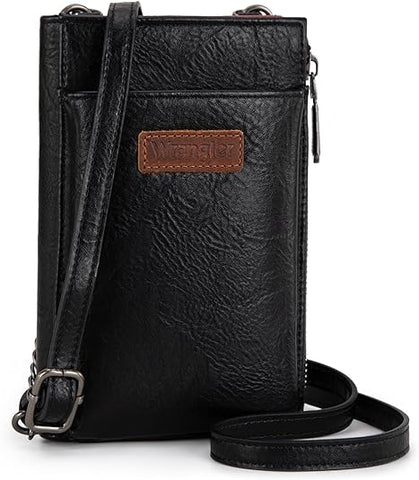 WG200-055  Wrangler RFID Small Crossbody/Cellphone Wallet  - Black