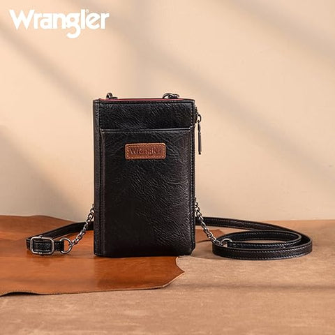WG200-055  Wrangler RFID Small Crossbody/Cellphone Wallet  - Black