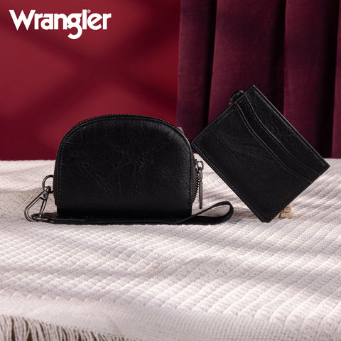 WG200-W052  Wrangler Dual Pouch Wristlet Credit Card Holder Wallet- Black