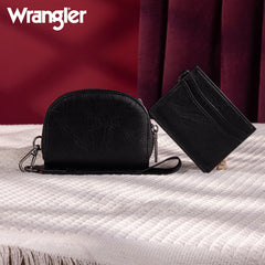 WG200-W052  Wrangler Dual Pouch Wristlet Credit Card Holder Wallet- Black