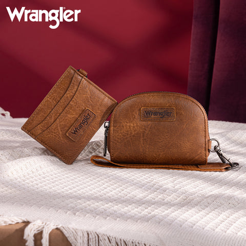 WG200-W052  Wrangler Dual Pouch Wristlet Credit Card Holder Wallet- Brown