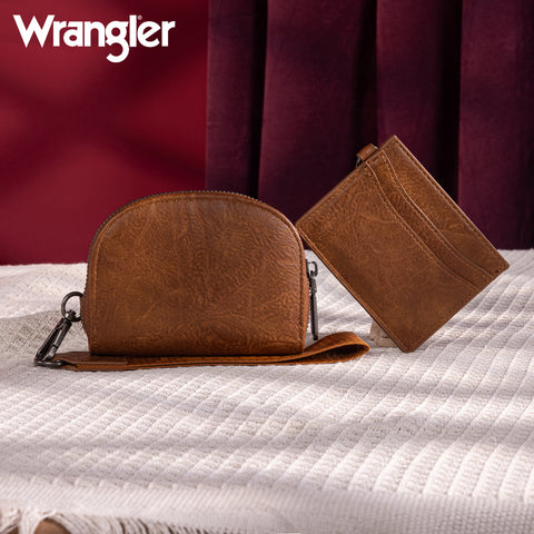 WG200-W052  Wrangler Dual Pouch Wristlet Credit Card Holder Wallet- Brown