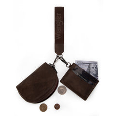 WG200-W052  Wrangler Dual Pouch Wristlet Credit Card Holder Wallet- Coffee