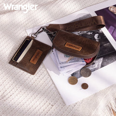 WG200-W052  Wrangler Dual Pouch Wristlet Credit Card Holder Wallet- Coffee