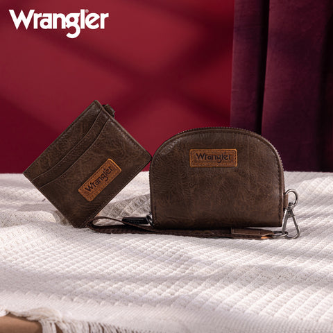 WG200-W052  Wrangler Dual Pouch Wristlet Credit Card Holder Wallet- Coffee