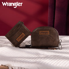 WG200-W052  Wrangler Dual Pouch Wristlet Credit Card Holder Wallet- Coffee