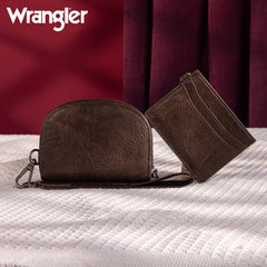 WG200-W052  Wrangler Dual Pouch Wristlet Credit Card Holder Wallet- Coffee