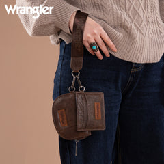 WG200-W052  Wrangler Dual Pouch Wristlet Credit Card Holder Wallet- Coffee