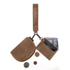 WG200-W052  Wrangler Dual Pouch Wristlet Credit Card Holder Wallet- Khaki