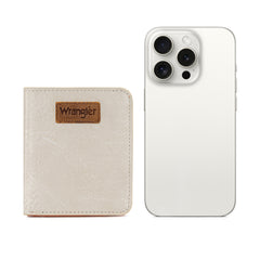 WG202-W058  Wrangler Solid Color Small BI-Fold Wallet RFID Card Holder - Beige