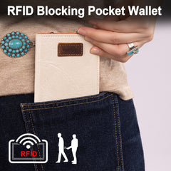 WG202-W058  Wrangler Solid Color Small BI-Fold Wallet RFID Card Holder - Beige