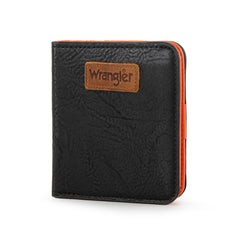 WG202-W058  Wrangler Solid Color Small BI-Fold Wallet RFID Card Holder - Black