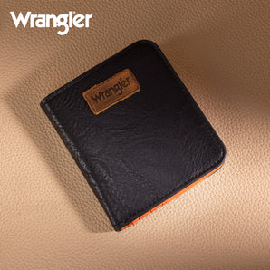 WG202-W058 Wrangler Solid Color Small BI-Fold Wallet RFID Card Holder - Black