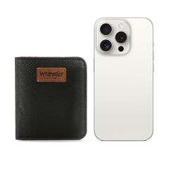 WG202-W058  Wrangler Solid Color Small BI-Fold Wallet RFID Card Holder - Black