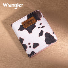 WG202-W058  Wrangler  Cow-Print Small BI-Fold Wallet RFID Card Holder - Cow-Pink