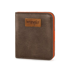 WG202-W058  Wrangler Solid Color Small BI-Fold Wallet RFID Card Holder - Dark Khaki