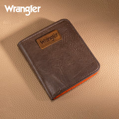 WG202-W058  Wrangler Solid Color Small BI-Fold Wallet RFID Card Holder - Dark Khaki