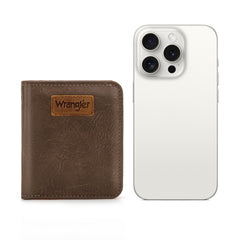 WG202-W058  Wrangler Solid Color Small BI-Fold Wallet RFID Card Holder - Dark Khaki