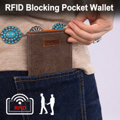 WG202-W058  Wrangler Solid Color Small BI-Fold Wallet RFID Card Holder - Dark Khaki