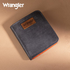 WG202-W058  Wrangler Solid Color Small BI-Fold Wallet RFID Card Holder - Grey