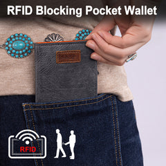 WG202-W058  Wrangler Solid Color Small BI-Fold Wallet RFID Card Holder - Grey