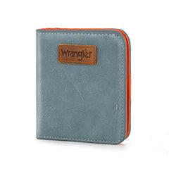 WG202-W058  Wrangler Solid Color Small BI-Fold Wallet RFID Card Holder - Jean