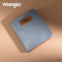 WG202-W058  Wrangler Solid Color Small BI-Fold Wallet RFID Card Holder - Jean