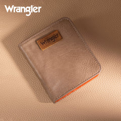 WG202-W058  Wrangler Solid Color Small BI-Fold Wallet RFID Card Holder - Khaki