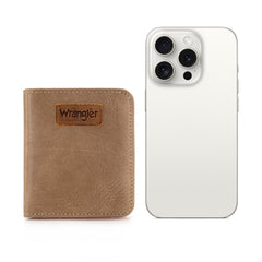 WG202-W058  Wrangler Solid Color Small BI-Fold Wallet RFID Card Holder - Khaki