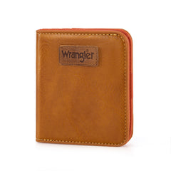 WG202-W058  Wrangler Solid Color Small BI-Fold Wallet RFID Card Holder - Ligh Brown