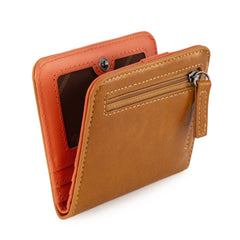 WG202-W058  Wrangler Solid Color Small BI-Fold Wallet RFID Card Holder - Ligh Brown