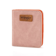 WG202-W058  Wrangler Solid Color Small BI-Fold Wallet RFID Card Holder - Pink