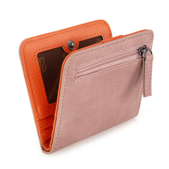 WG202-W058  Wrangler Solid Color Small BI-Fold Wallet RFID Card Holder - Pink