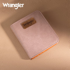 WG202-W058  Wrangler Solid Color Small BI-Fold Wallet RFID Card Holder - Pink