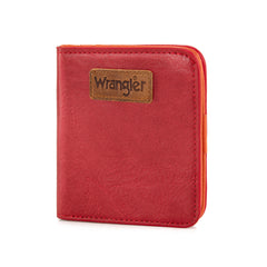 WG202-W058  Wrangler Solid Color Small BI-Fold Wallet RFID Card Holder - Red
