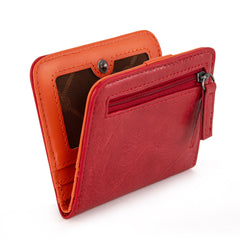 WG202-W058  Wrangler Solid Color Small BI-Fold Wallet RFID Card Holder - Red