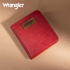 WG202-W058  Wrangler Solid Color Small BI-Fold Wallet RFID Card Holder - Red