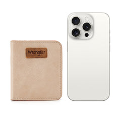 WG202-W058  Wrangler Solid Color Small BI-Fold Wallet RFID Card Holder - Tan