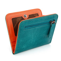 WG202-W058  Wrangler Solid Color Small BI-Fold Wallet RFID Card Holder - Turquoise