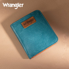 WG202-W058  Wrangler Solid Color Small BI-Fold Wallet RFID Card Holder - Turquoise