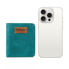 WG202-W058  Wrangler Solid Color Small BI-Fold Wallet RFID Card Holder - Turquoise