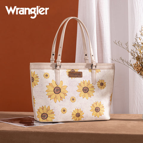 WG204-2002  Wrangler Sunflower Print Tote Bag - Beige