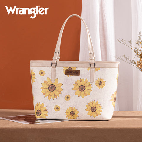 WG204-2002  Wrangler Sunflower Print Tote Bag - Beige
