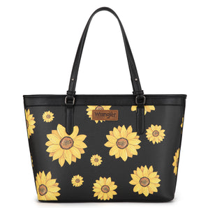 WG204-2002 Wrangler Sunflower Print Tote Bag - Black