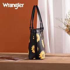 WG204-2002  Wrangler Sunflower Print Tote Bag - Black
