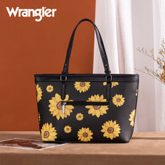 WG204-2002  Wrangler Sunflower Print Tote Bag - Black