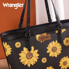 WG204-2002  Wrangler Sunflower Print Tote Bag - Black